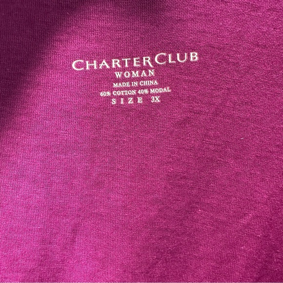 Macys Charter Club Women’s Purple V-Neck 3/4 Sleeve Tunic Modal Blend Size 3X - Picture 4 of 8